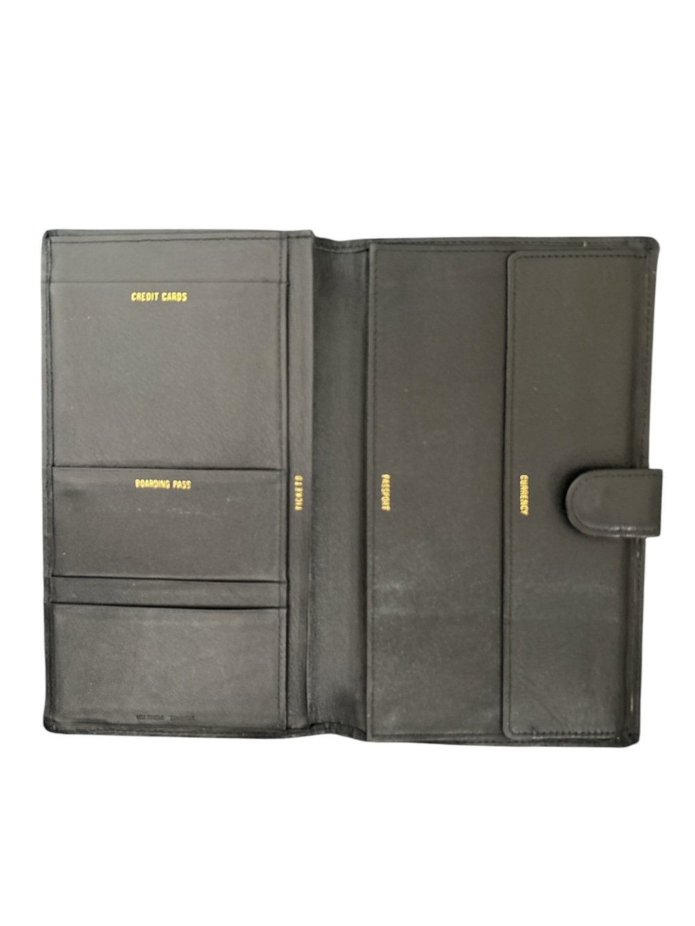 Vintage Black Valencia Cowhide Leather Travel Wallet Organizer EUC Unisex - Picture 2 of 4